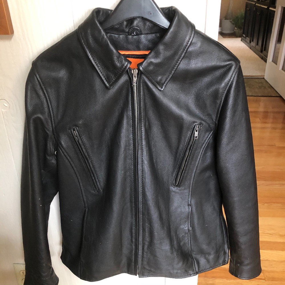 Women's Black Leather Motorcycle Jacket